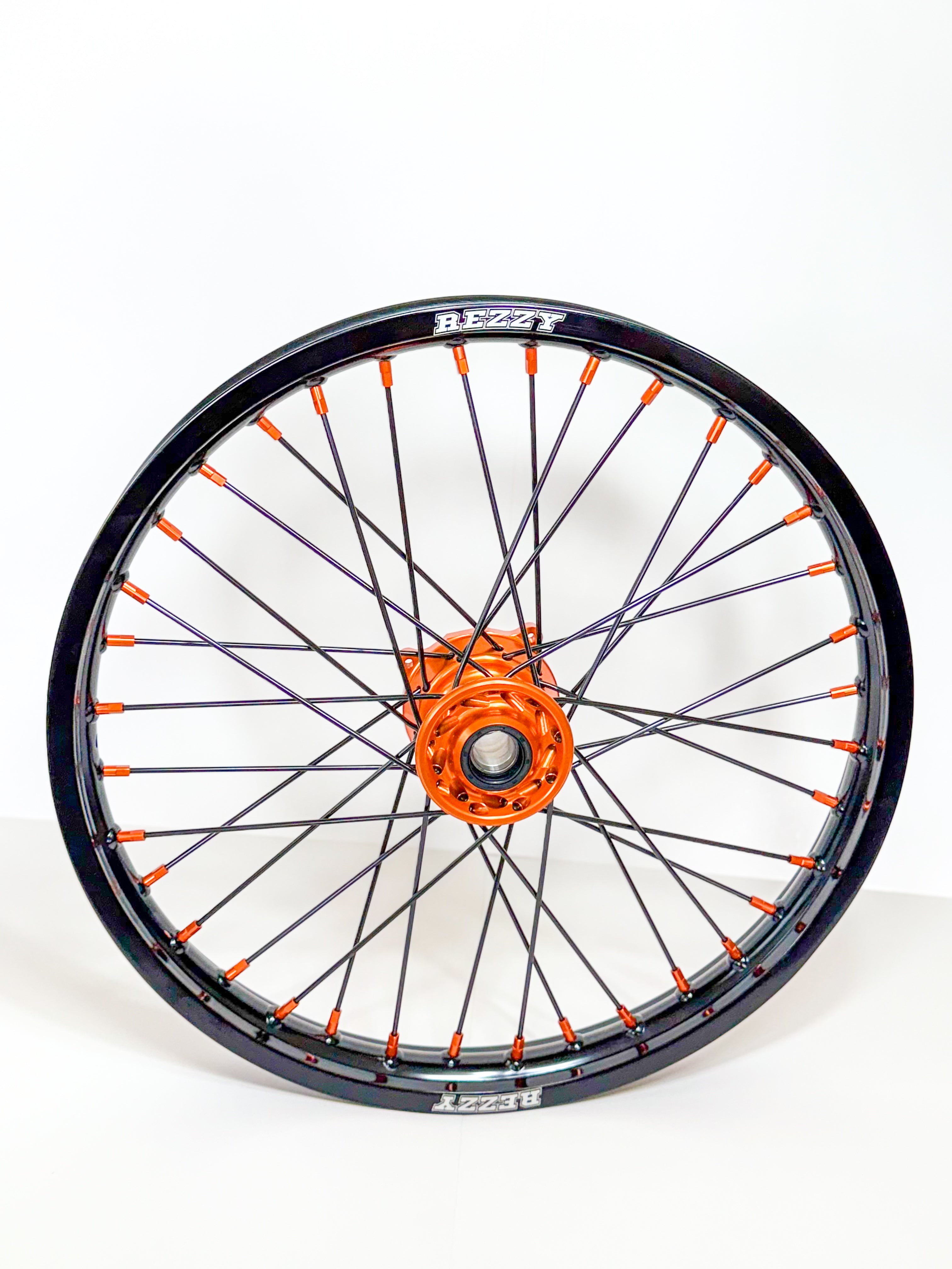 Rezzy Racing Wheel Set – Orange Hubs, Black Hubs and Orange Nipples 19x16