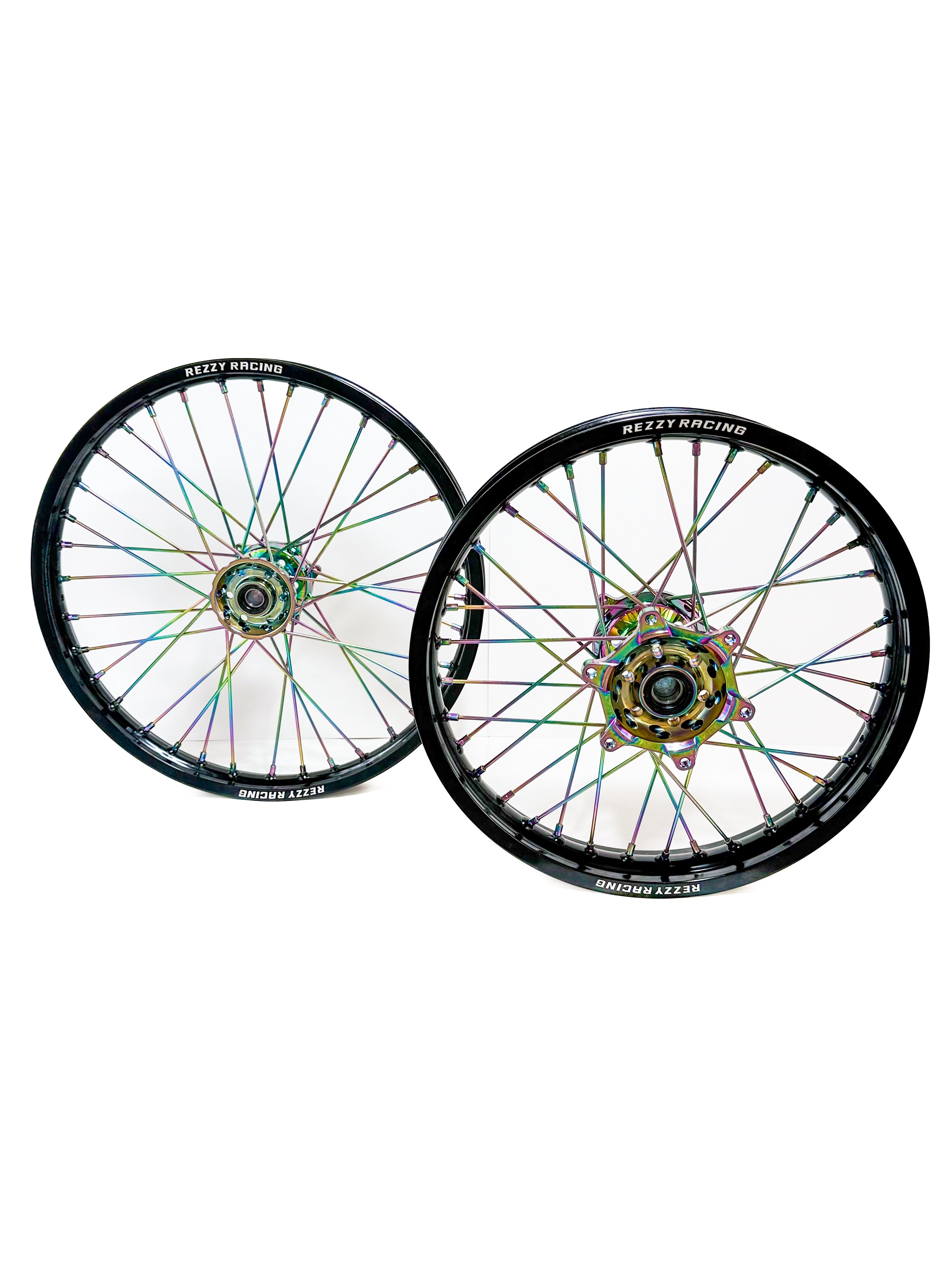 Rezzy Racing Wheel Set – Oil Slick Hubs and Spokes 21x19