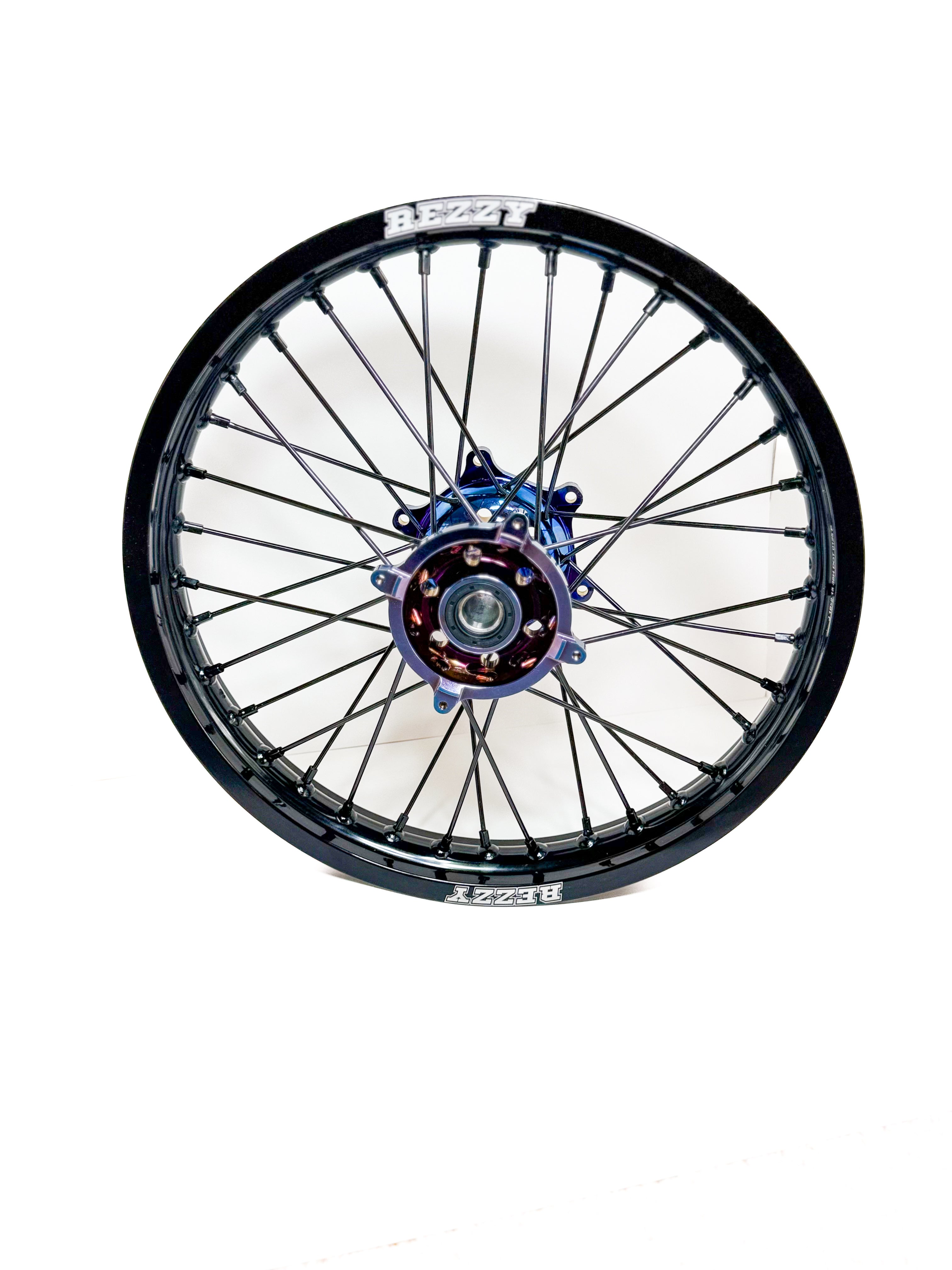 Rezzy Racing Aluminum Wheel Set–  BLACK Rims - Blue Hubs 21x19
