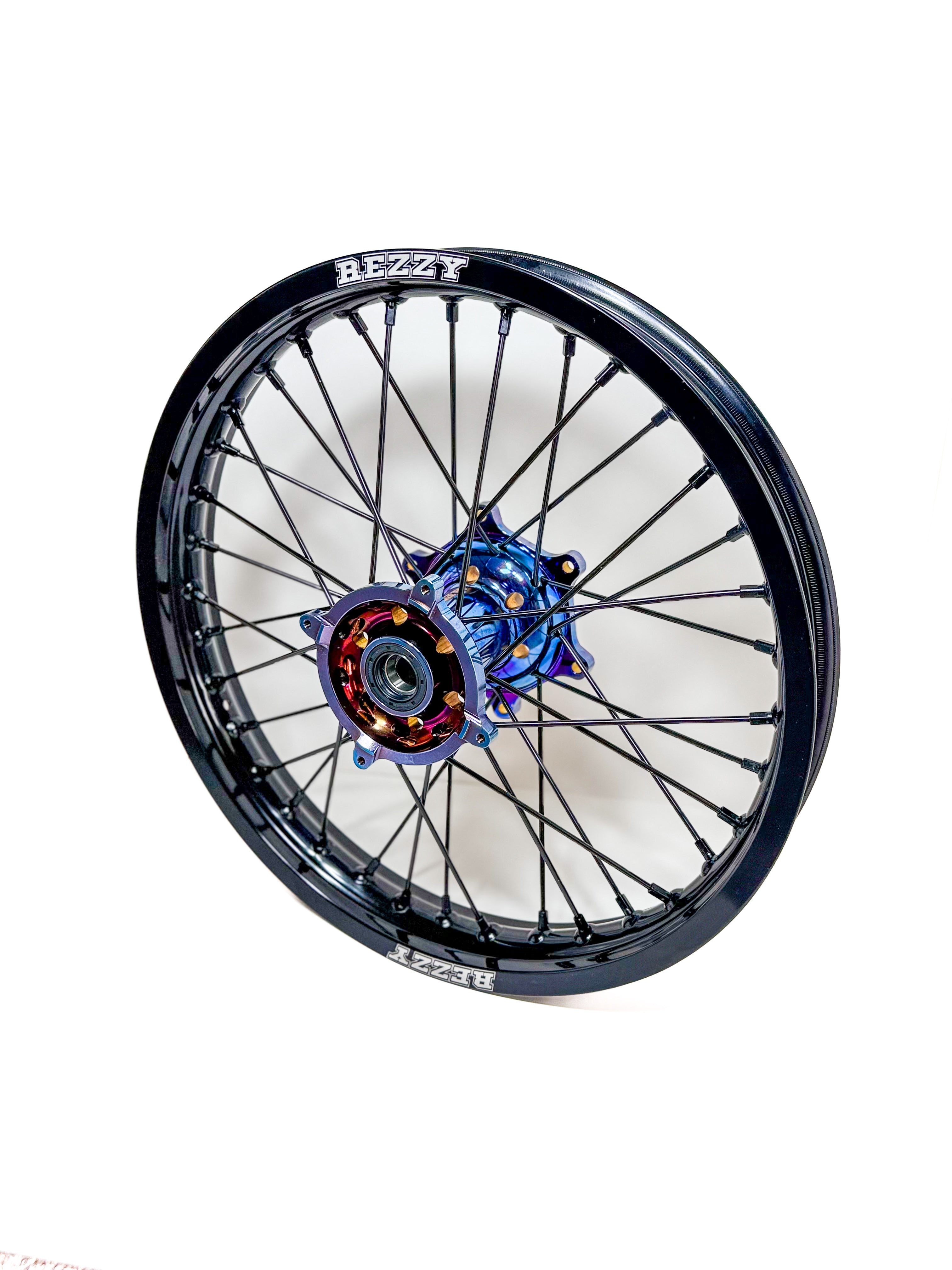 Rezzy Racing Aluminum Wheel Set–  BLACK Rims - Blue Hubs 21x19