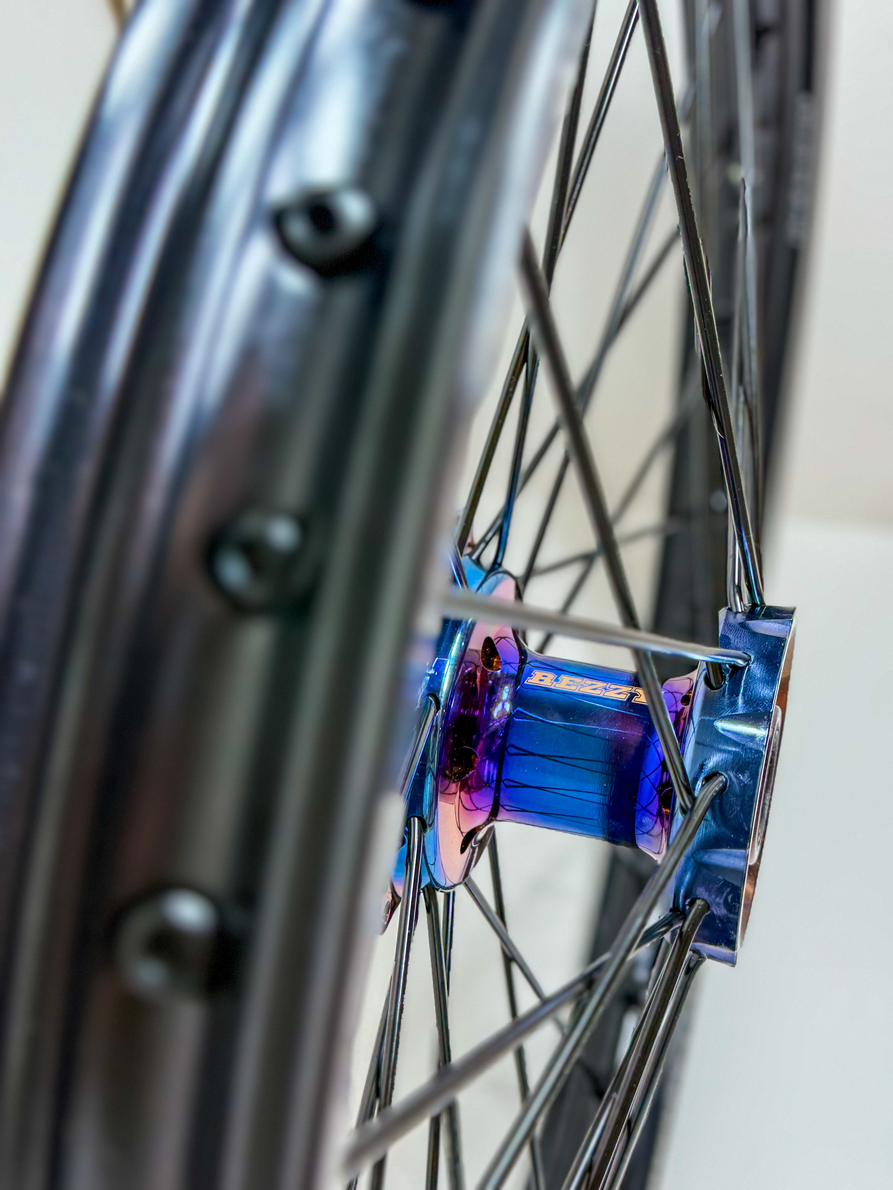 Rezzy Racing Aluminum Wheel Set–  BLACK Rims - Blue Hubs 21x19
