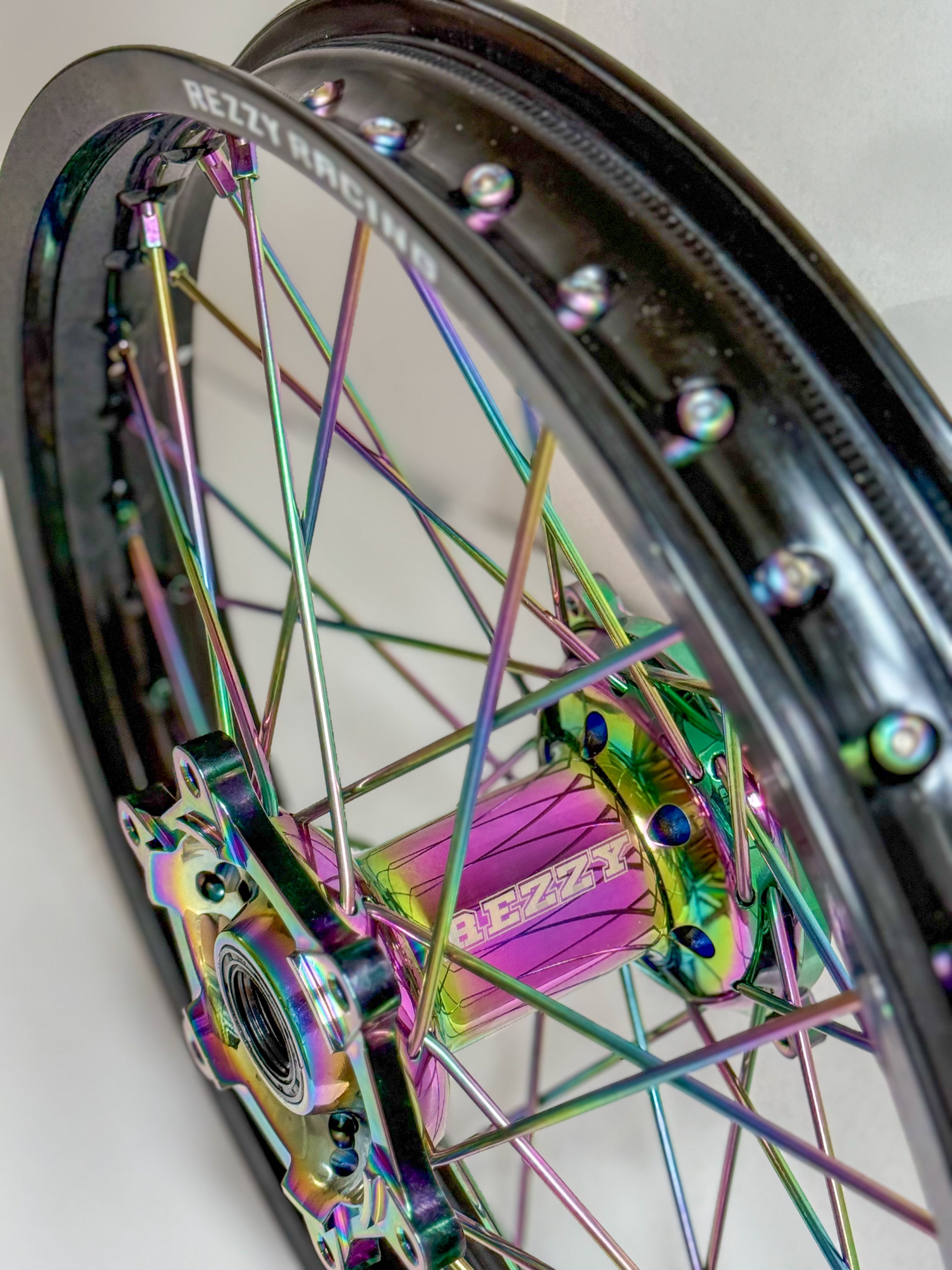 Rezzy Racing Wheel Set – Oil Slick Hubs and Spokes 21x19