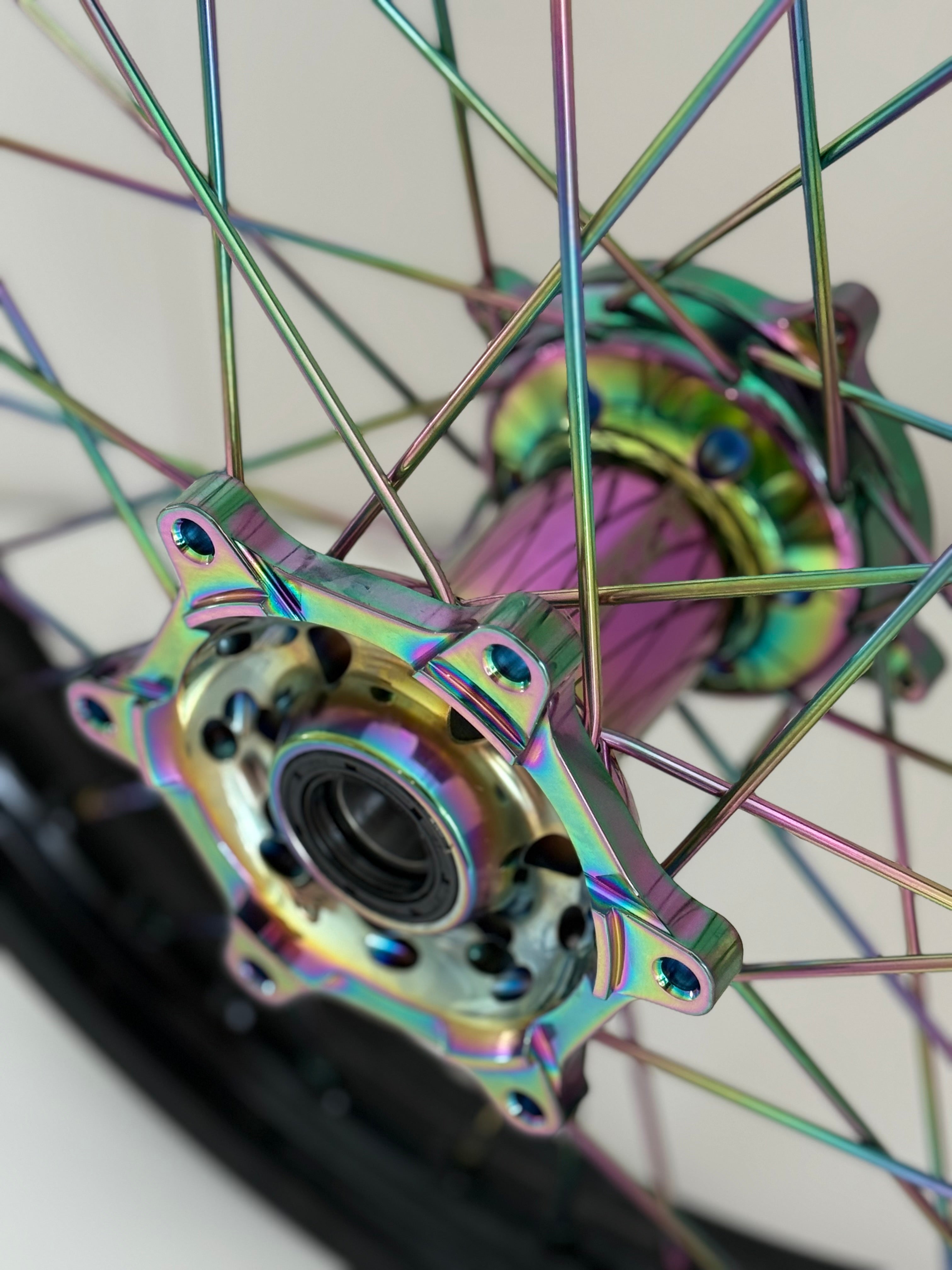 Rezzy Racing Wheel Set – Oil Slick Hubs and Spokes 21x19