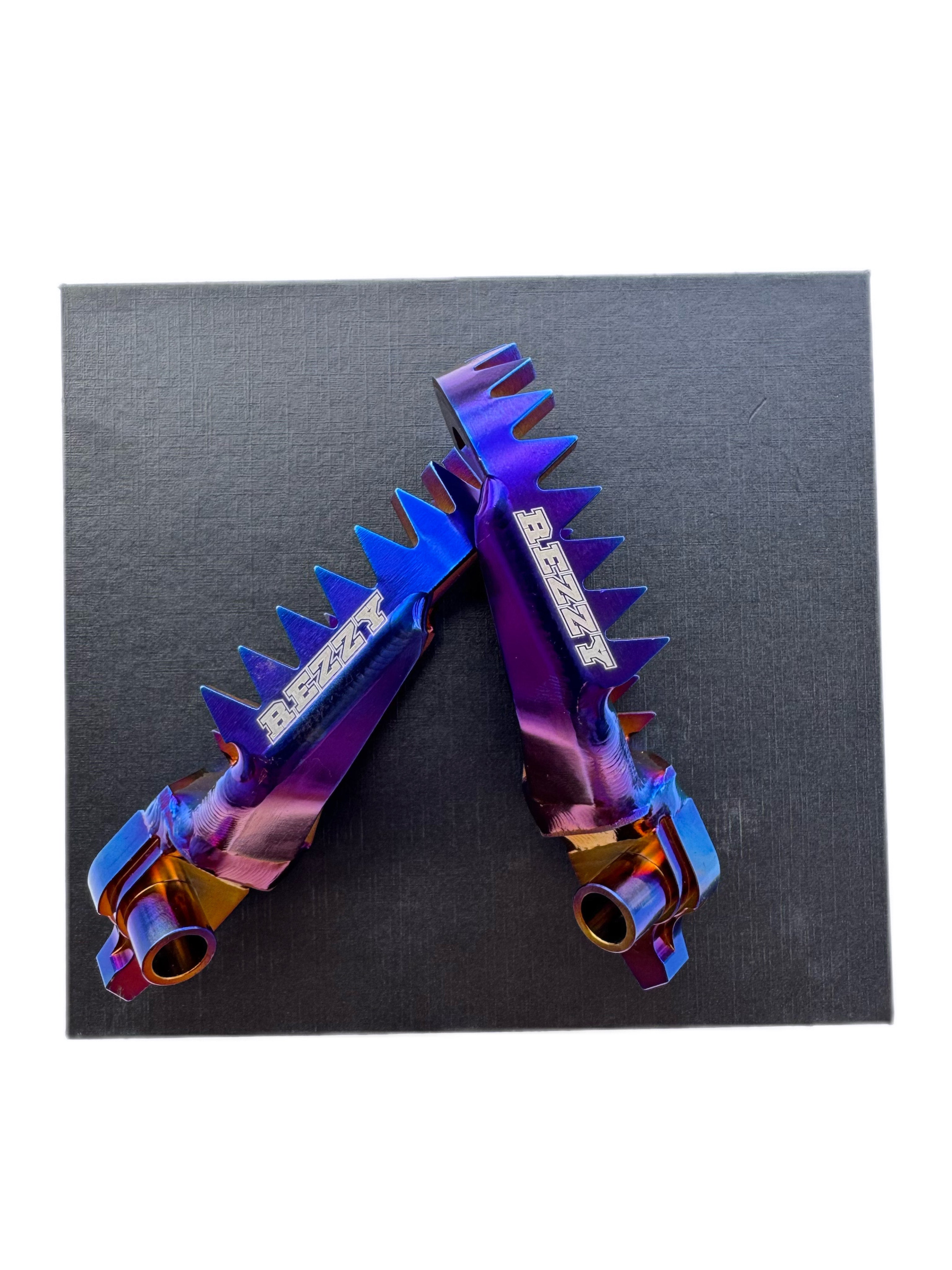 Titanium Blue Burnt Dirt Bike Foot Pegs Yamaha 250F - 450F