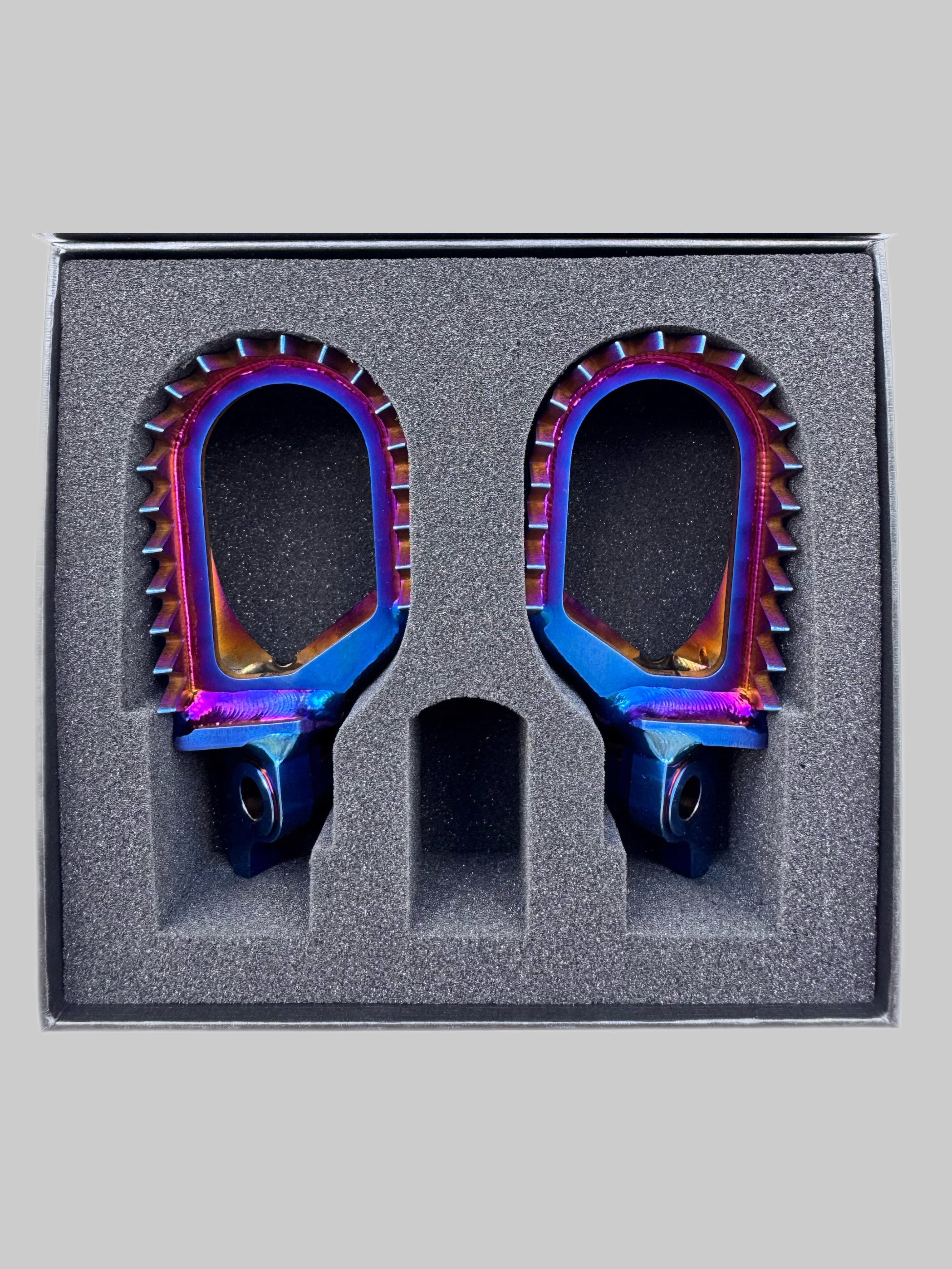 Titanium Blue Burnt Dirt Bike Foot Pegs Yamaha 250F - 450F