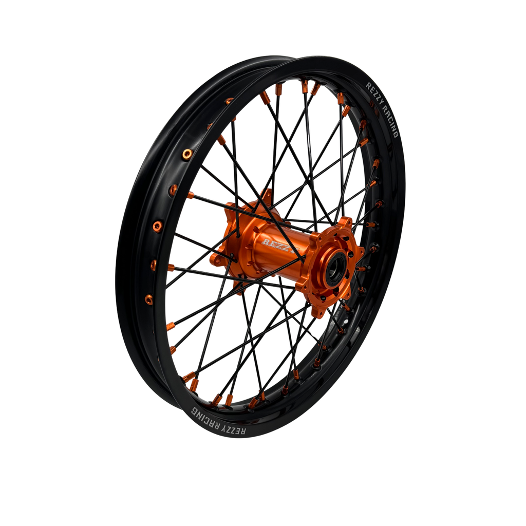 Rezzy Racing KTM SX125-450 Wheel Set Orange/Black - Black Spokes