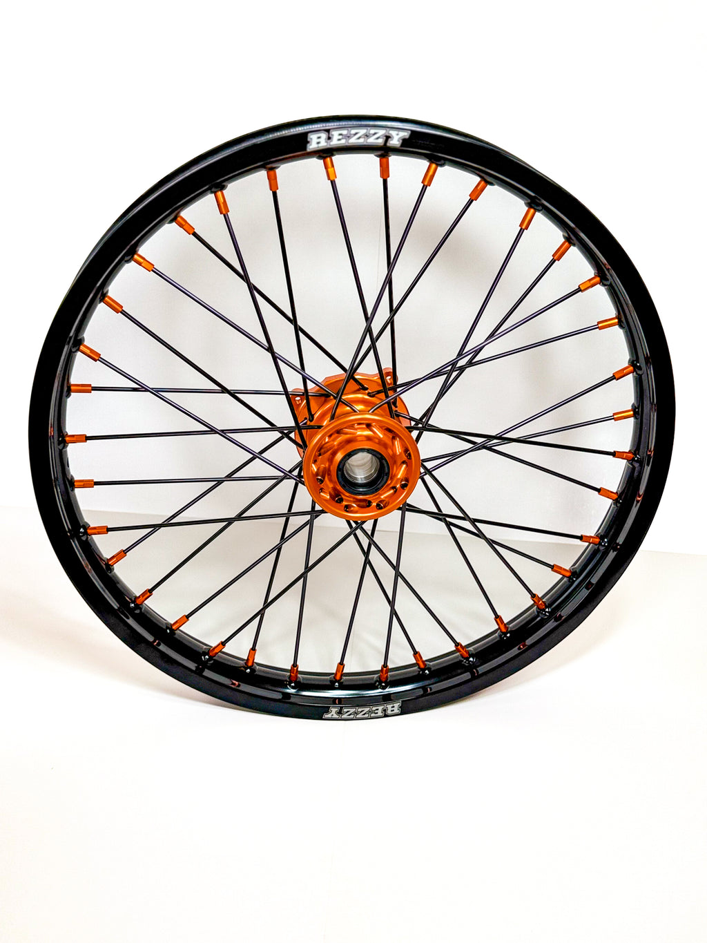 Rezzy Racing Wheel Set – Orange Hubs, Black Hubs and Orange Nipples 19x16