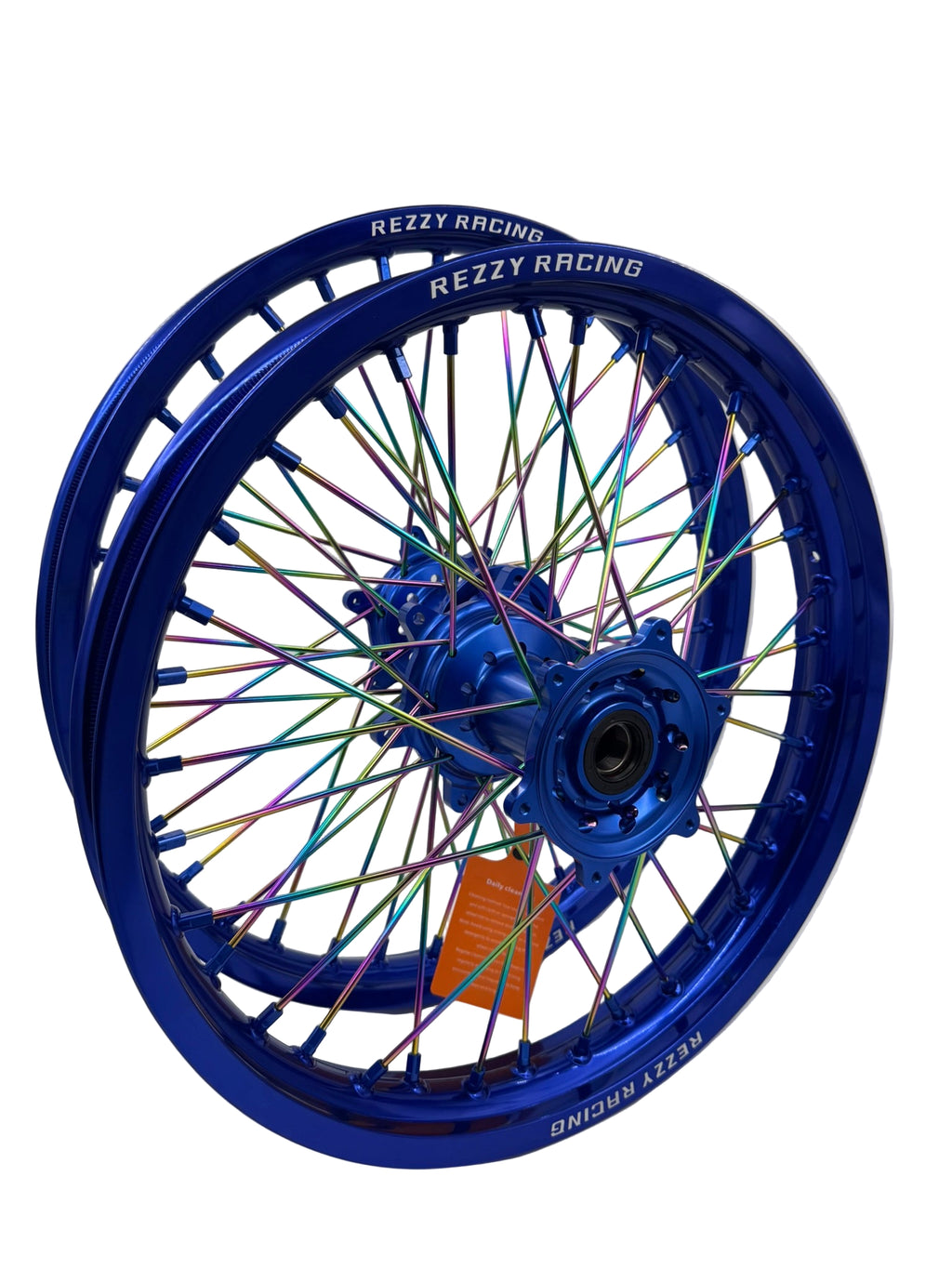 Rezzy Racing Yamaha  Wheel Set Blue with Oil slick spokes 19x2.15 - 21x1.6