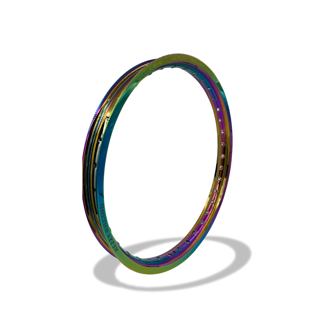 Rezzy Racing Dirt Bike Oil Slick Rim Set Anodized Finish